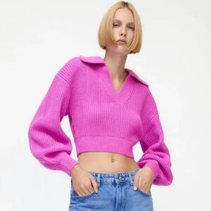 Zara Bright Pink Cropped Sweater